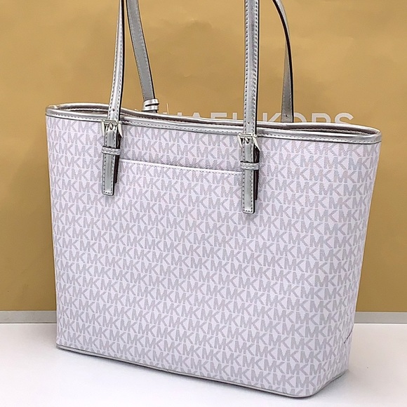 MICHAEL KORS JET SET GIRLS MEDIUM CARRYALL TOTE BRIGHT WHITE MULTI - Picture 3 of 15